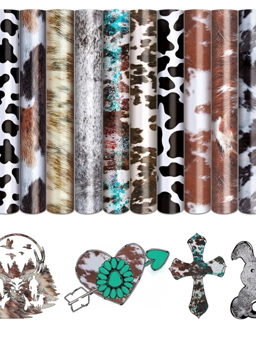 Cowhide Pattern Adhesive Craft Vinyl Rolls -10 rolls 12 by 10 each roll